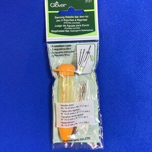 NWT Clover Darning Needle Set (Bent Tip) with 3 Needles andOrange Cap